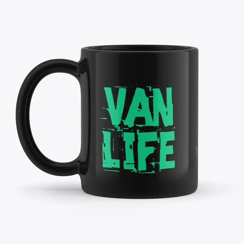 VanLife blk mug green letter