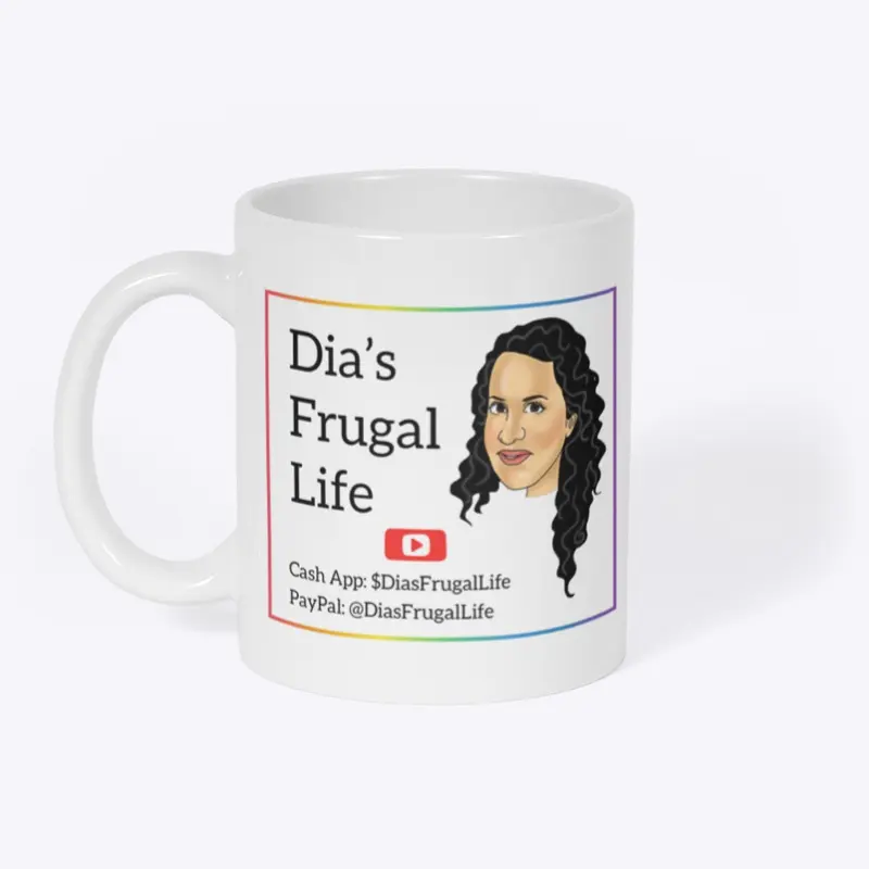DiasFrugalLife white mug logo